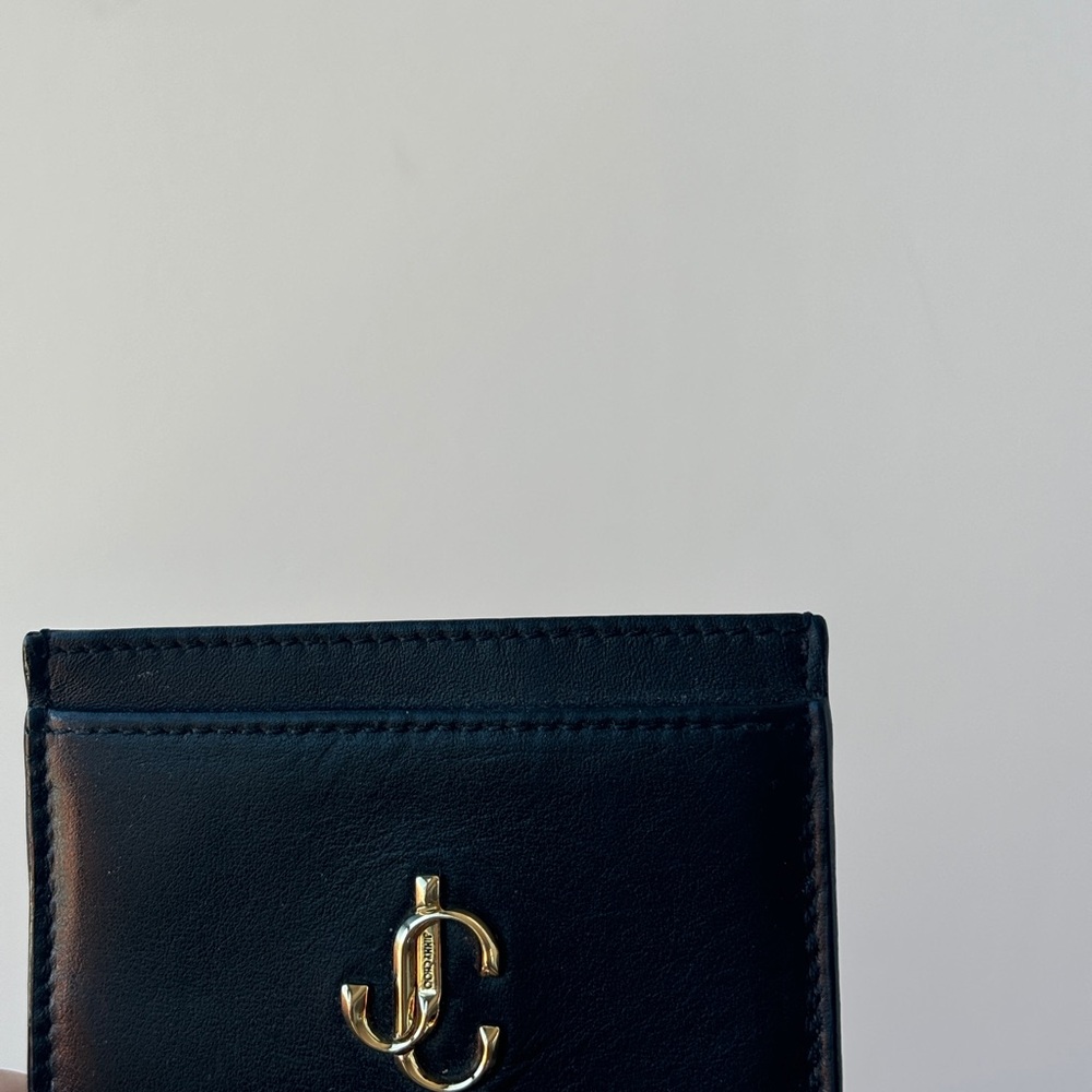 Jimmy Choo Black and Gold Leather Card Holder